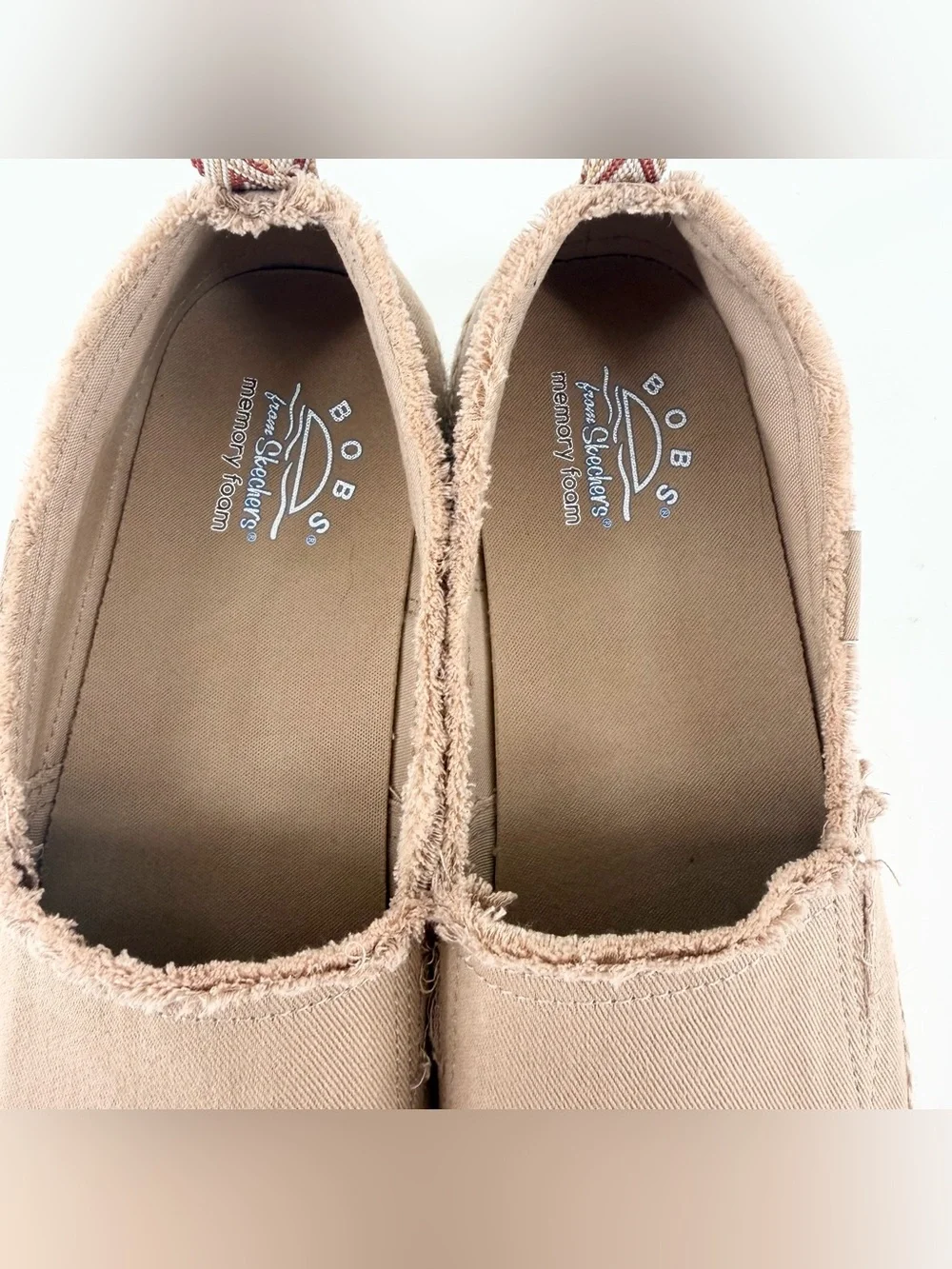Skechers BOBS Sz 10 Flexpadrille Hi Be Rosey Tan Canvas Espadrille Slip On Shoes